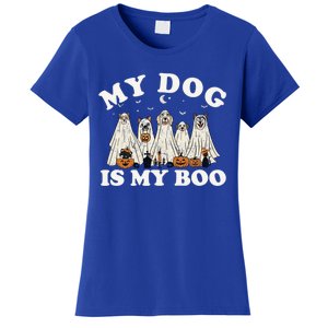 My Dog Is My Boo Halloween Funny Dog Owner Ghost Lover Gift Women's T-Shirt