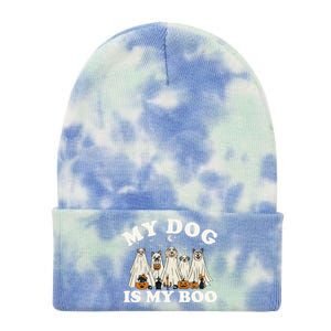 My Dog Is My Boo Halloween Funny Dog Owner Ghost Lover Gift Tie Dye 12in Knit Beanie