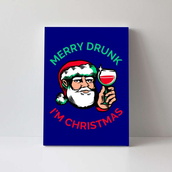 Merry Drunk IM Christmas Funny Santa Claus Ing Wine Gift Canvas