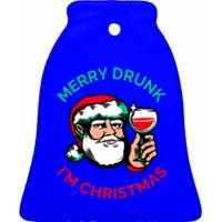 Merry Drunk IM Christmas Funny Santa Claus Ing Wine Gift Ceramic Bell Ornament