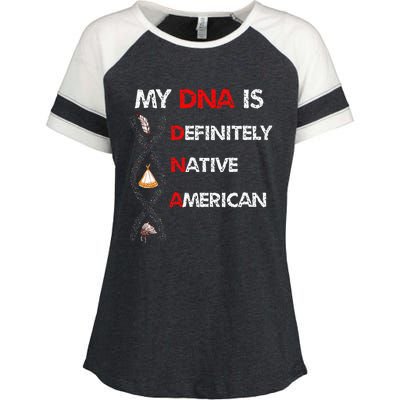 My DNA Is Definitely Native American Enza Ladies Jersey Colorblock Tee