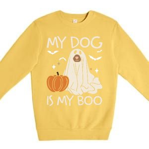 My Dog Is My Boo Funny Ghost Dog Pumpkin Halloween Dog Lover Gift Premium Crewneck Sweatshirt