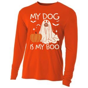 My Dog Is My Boo Funny Ghost Dog Pumpkin Halloween Dog Lover Gift Cooling Performance Long Sleeve Crew