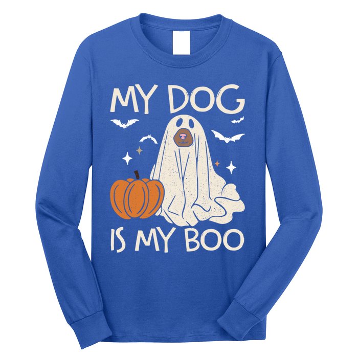 My Dog Is My Boo Funny Ghost Dog Pumpkin Halloween Dog Lover Gift Long Sleeve Shirt