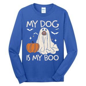 My Dog Is My Boo Funny Ghost Dog Pumpkin Halloween Dog Lover Gift Tall Long Sleeve T-Shirt