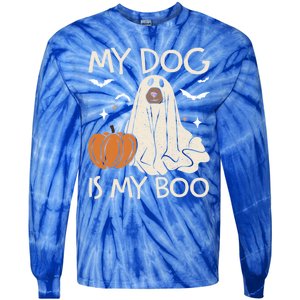 My Dog Is My Boo Funny Ghost Dog Pumpkin Halloween Dog Lover Gift Tie-Dye Long Sleeve Shirt