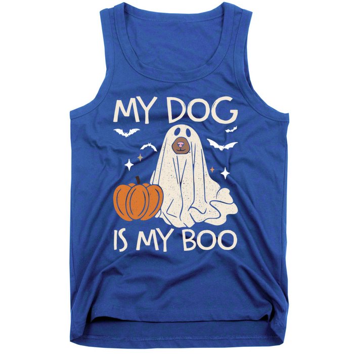 My Dog Is My Boo Funny Ghost Dog Pumpkin Halloween Dog Lover Gift Tank Top