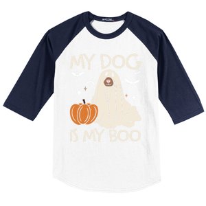 My Dog Is My Boo Funny Ghost Dog Pumpkin Halloween Dog Lover Gift Baseball Sleeve Shirt