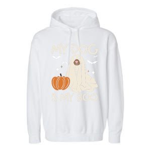 My Dog Is My Boo Funny Ghost Dog Pumpkin Halloween Dog Lover Gift Garment-Dyed Fleece Hoodie