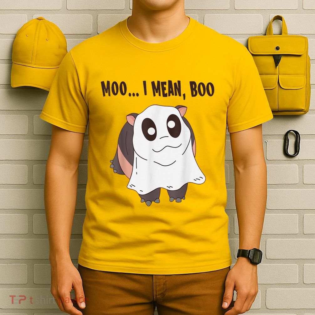 Moo Deng I Mean Boo Bouncy Pig Cute Baby Hippo For Halloween T-Shirt