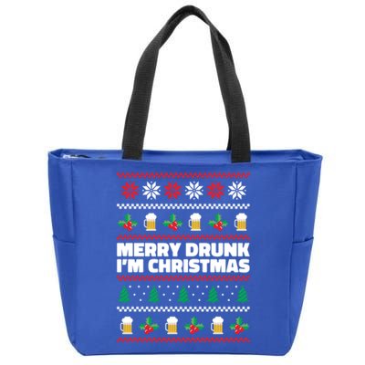 Merry Drunk IM Christmas Ugly Christimas Ing Christmas Gift Zip Tote Bag