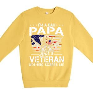 Men Distressed I'm A Dad Papa Gift Veteran Father's Day Gift Premium Crewneck Sweatshirt