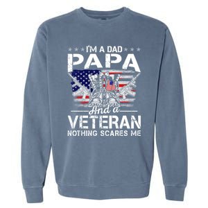 Men Distressed I'm A Dad Papa Gift Veteran Father's Day Gift Garment-Dyed Sweatshirt