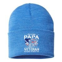 Men Distressed I'm A Dad Papa Gift Veteran Father's Day Gift Sustainable Knit Beanie