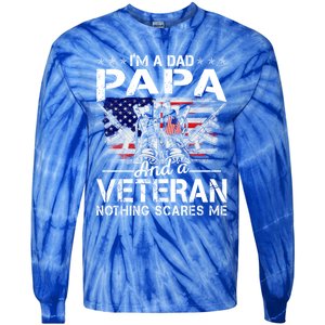 Men Distressed I'm A Dad Papa Gift Veteran Father's Day Gift Tie-Dye Long Sleeve Shirt