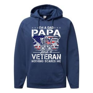 Men Distressed I'm A Dad Papa Gift Veteran Father's Day Gift Performance Fleece Hoodie