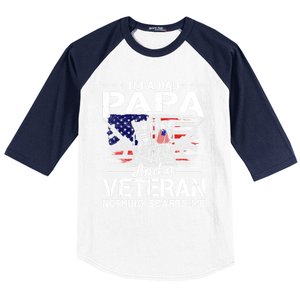 Men Distressed I'm A Dad Papa Gift Veteran Father's Day Gift Baseball Sleeve Shirt