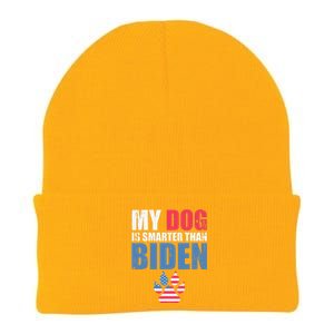 My Dog Is Smarter Than Your President Biden Funny AntiBiden Knit Cap Winter Beanie