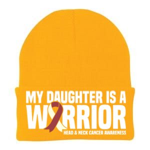 My Daughter Is A Warrior Burgundy Head Neck Cancer Awareness Gift Knit Cap Winter Beanie