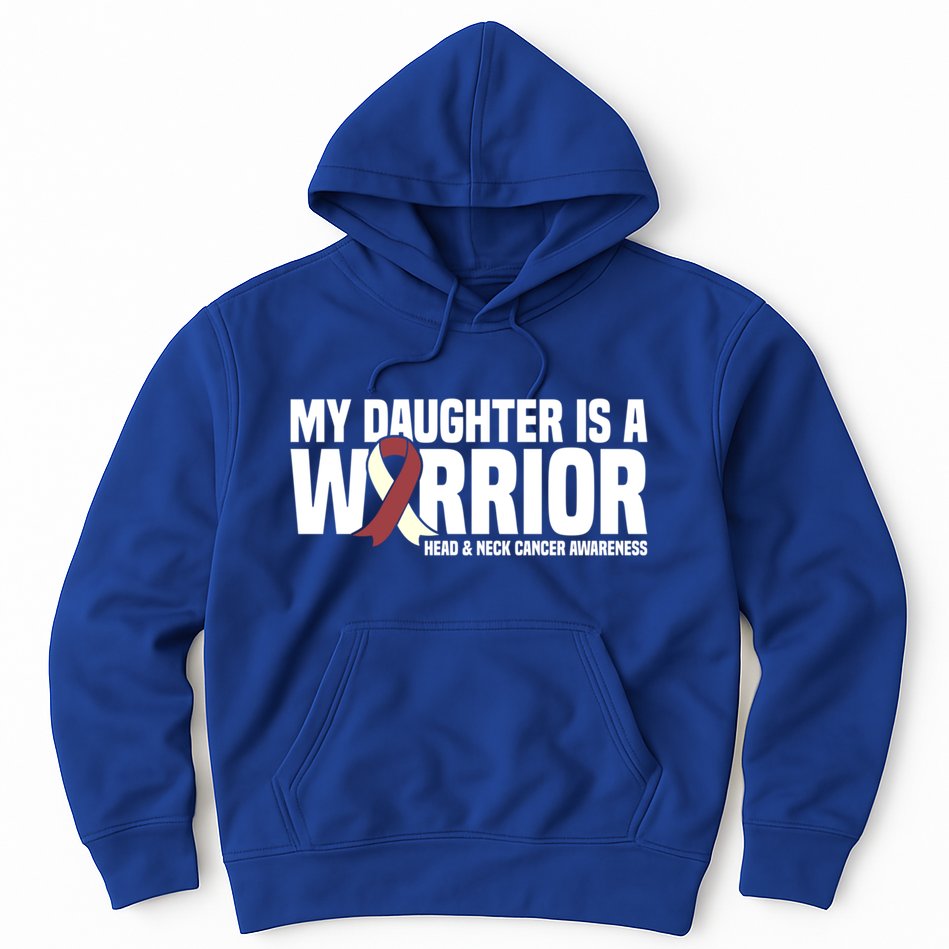 My Daughter Is A Warrior Burgundy Head Neck Cancer Awareness Gift Hoodie