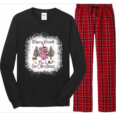 Merry Drunk IM Christmas Ugly Sweater Twerking Flamingo Gift Long Sleeve Pajama Set