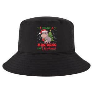 Moo Deng I Want A Moo Deng For Christmas Pygmy Baby Hippo Cool Comfort Performance Bucket Hat