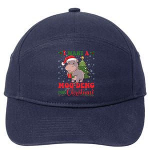 Moo Deng I Want A Moo Deng For Christmas Pygmy Baby Hippo 7-Panel Snapback Hat