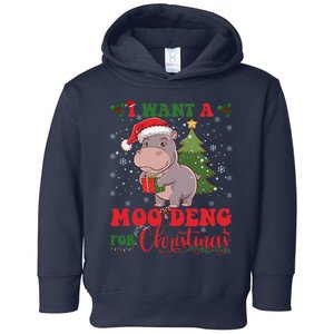 Moo Deng I Want A Moo Deng For Christmas Pygmy Baby Hippo Toddler Hoodie