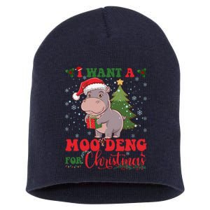 Moo Deng I Want A Moo Deng For Christmas Pygmy Baby Hippo Short Acrylic Beanie