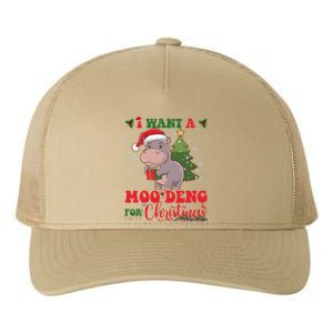 Moo Deng I Want A Moo Deng For Christmas Pygmy Baby Hippo Yupoong Adult 5-Panel Trucker Hat