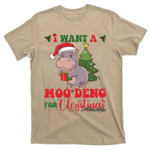 Moo Deng I Want A Moo Deng For Christmas Pygmy Baby Hippo T-Shirt