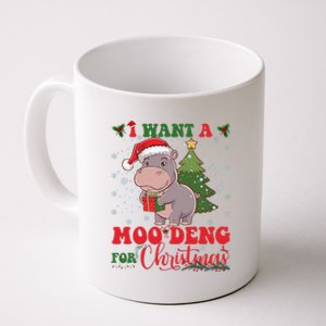 Moo Deng I Want A Moo Deng For Christmas Pygmy Baby Hippo Coffee Mug