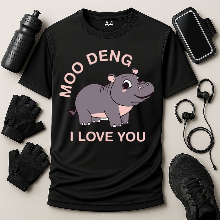 Moo Deng I Love You Cooling Performance Crew T-Shirt