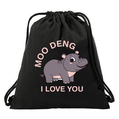 Moo Deng I Love You Drawstring Bag