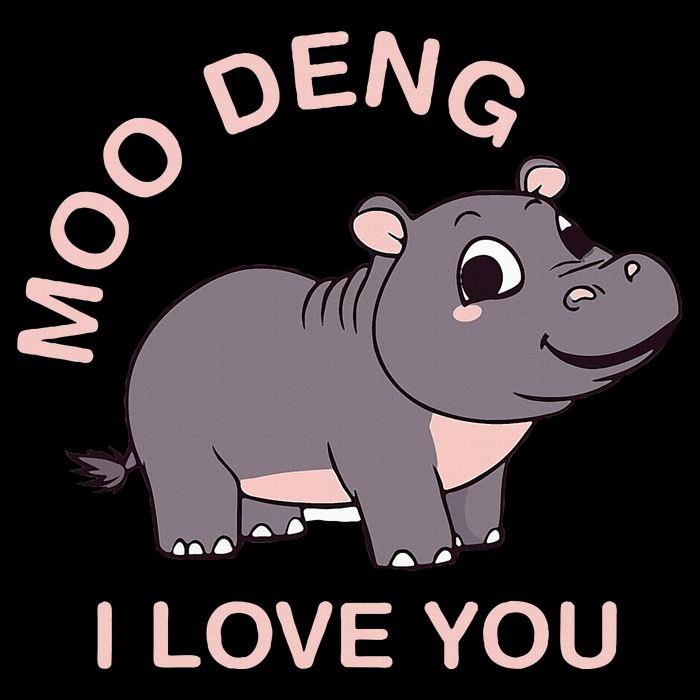 Moo Deng I Love You Flat Bill Trucker Hat