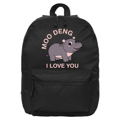 Moo Deng I Love You 16 in Basic Backpack