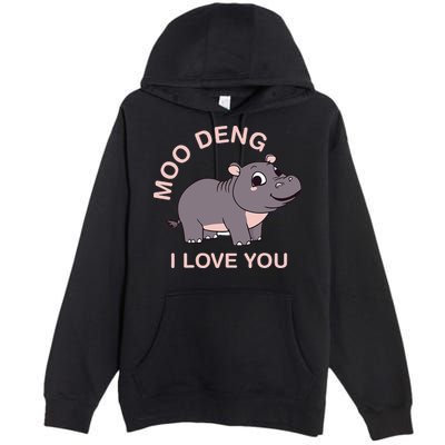 Moo Deng I Love You Premium Pullover Hoodie