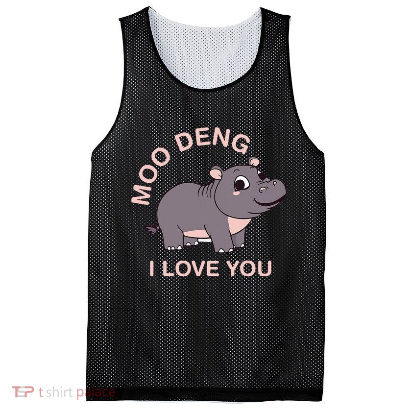 Moo Deng I Love You Mesh Reversible Basketball Jersey Tank