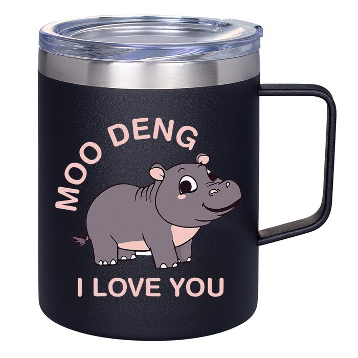 Moo Deng I Love You 12oz Stainless Steel Coffee Mug