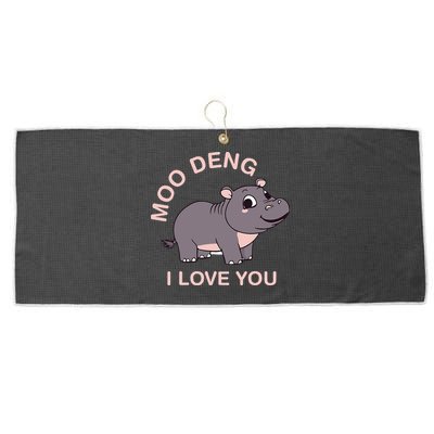 Moo Deng I Love You Large Microfiber Waffle Golf Towel