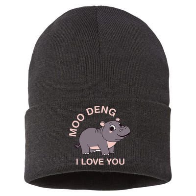 Moo Deng I Love You Sustainable Knit Beanie