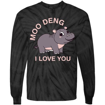 Moo Deng I Love You Tie-Dye Long Sleeve Shirt