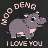 Moo Deng I Love You Golf Towel