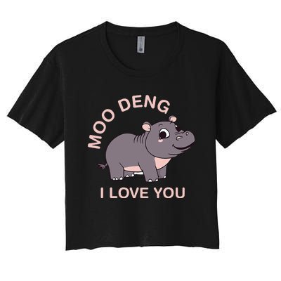 Moo Deng I Love You Women's Crop Top Tee