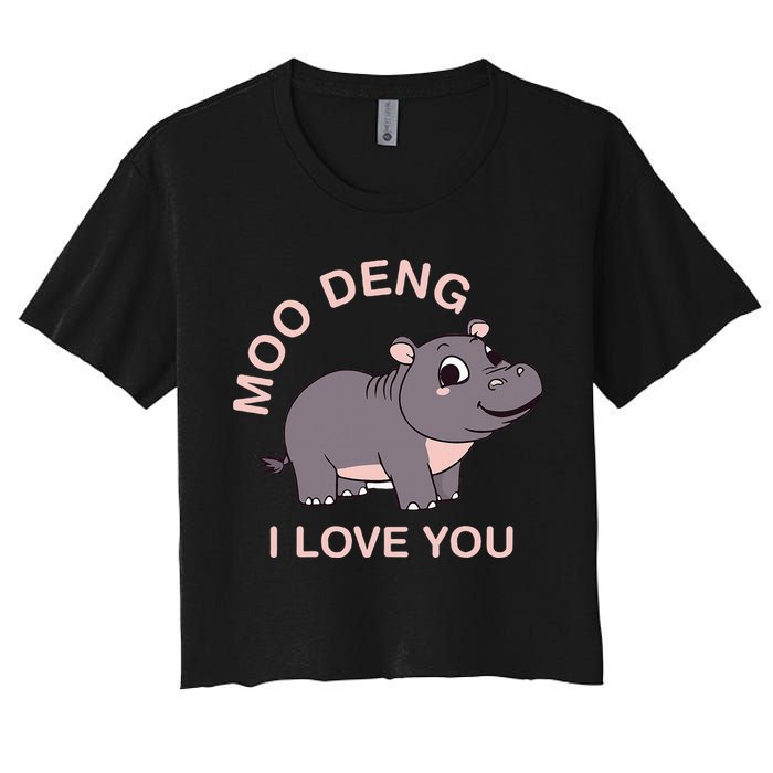 Moo Deng I Love You Women's Crop Top Tee