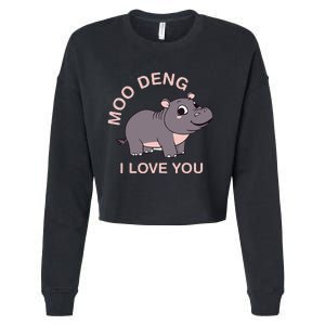 Moo Deng I Love You Cropped Pullover Crew