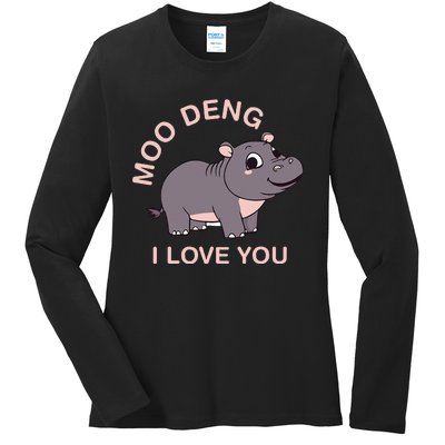 Moo Deng I Love You Ladies Long Sleeve Shirt