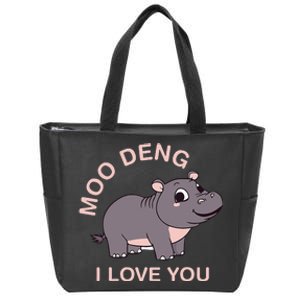 Moo Deng I Love You Zip Tote Bag