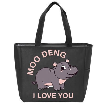 Moo Deng I Love You Zip Tote Bag