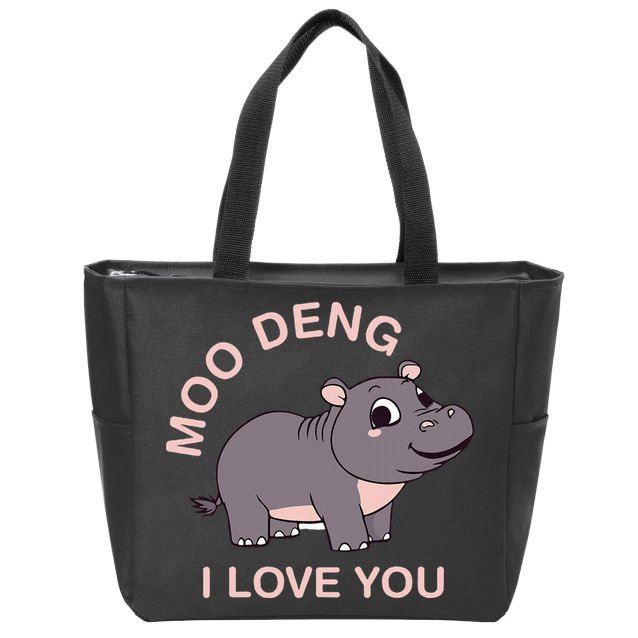 Moo Deng I Love You Zip Tote Bag